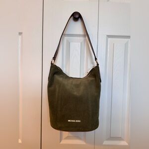 Michael Kors Olive Green Suede Bucket Bag